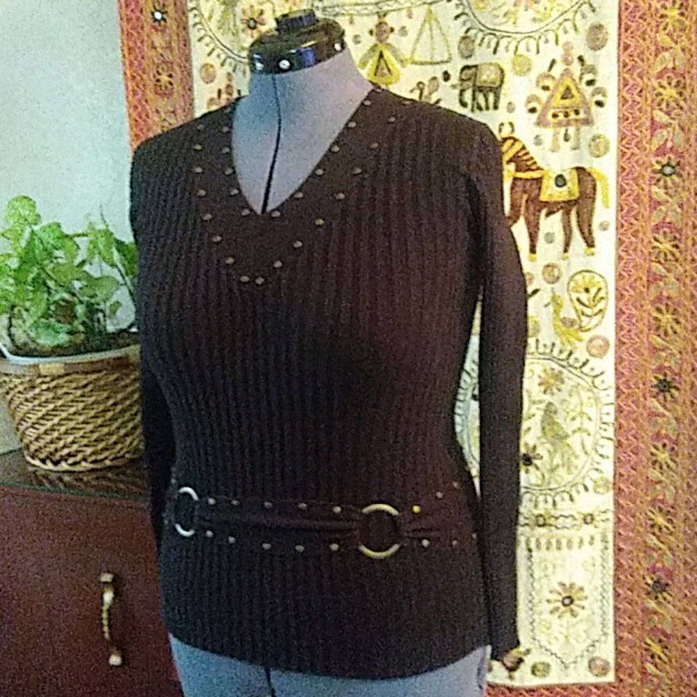 Tracy M Women's Black L/S Top w/Studs